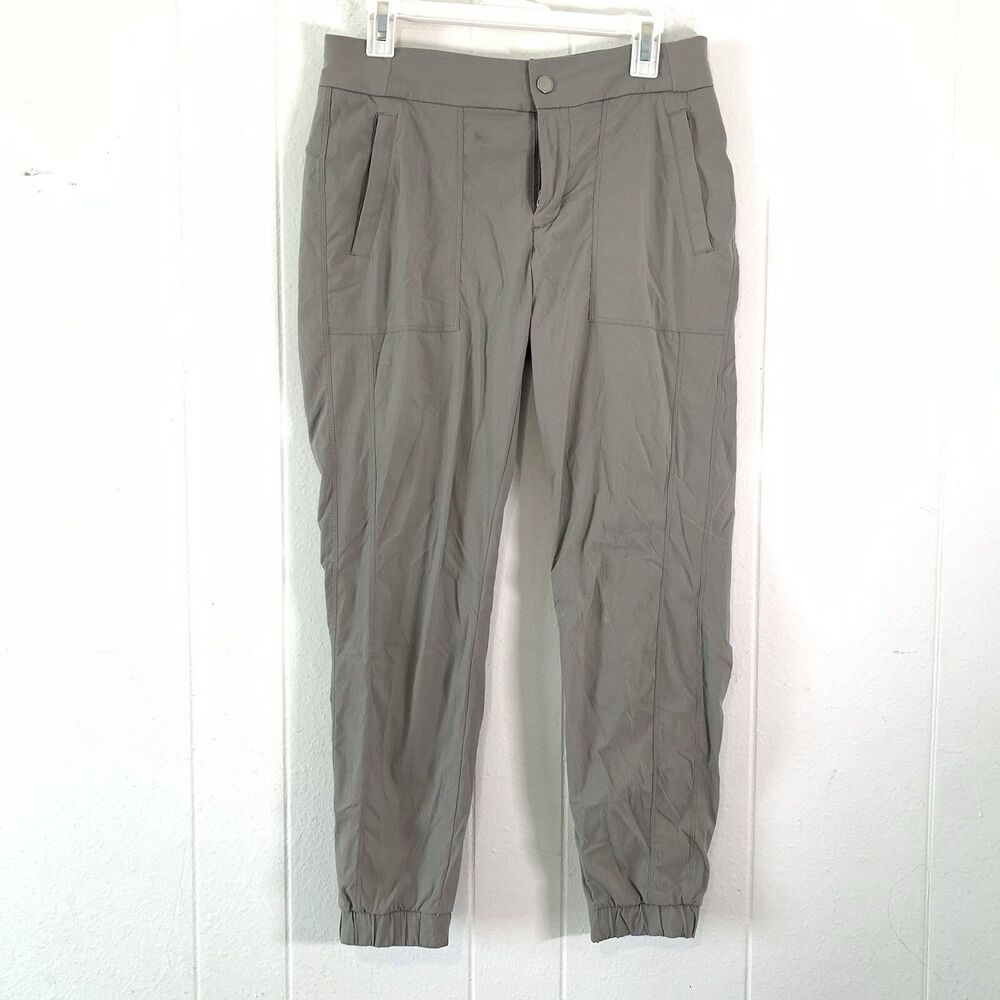 Athleta Womens 6 Pants Ankle Trekkie Joggers Zip Pockets Grey Athletic Casual